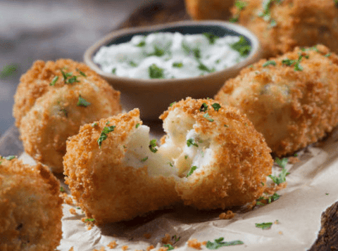 CROQUETAS DE BACALAO WITH JALAPEÑO OLIVE OIL AIOLI