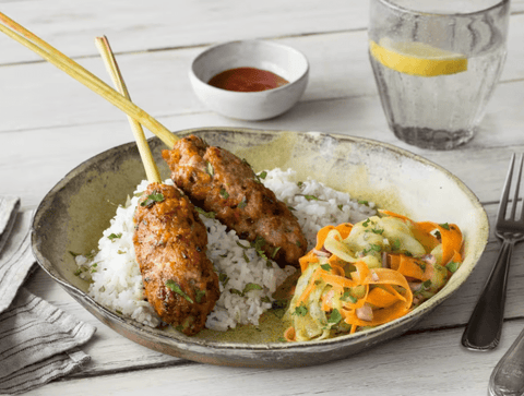 CHICKEN LEMONGRASS SKEWER WITH GINGER TURMERIC OLIVE OIL