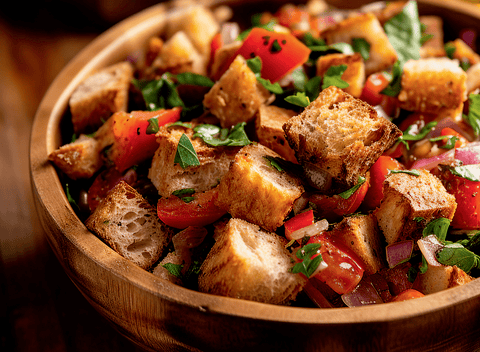 Panzanella Salad with Basil Olive Oil